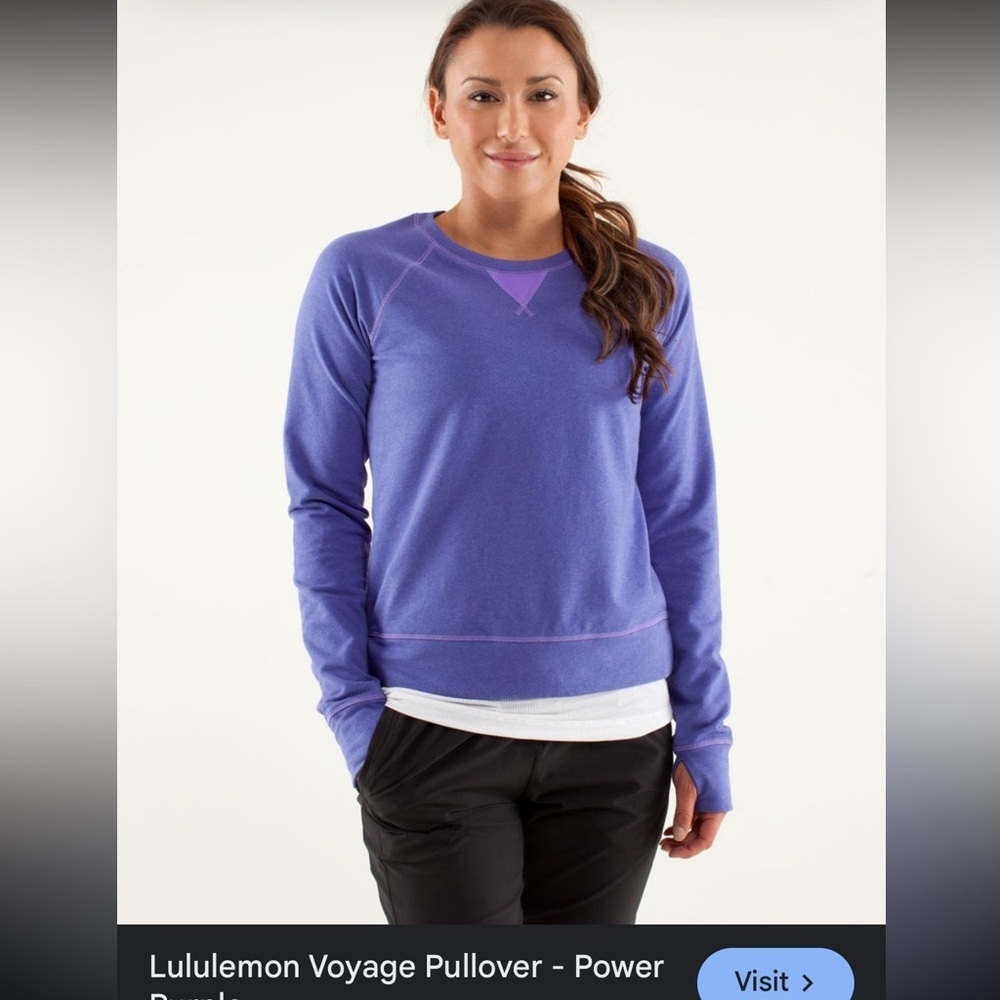 Lululemon Purple Pullover Thumbhole Sweatshirt Athletic Top 4 voyage